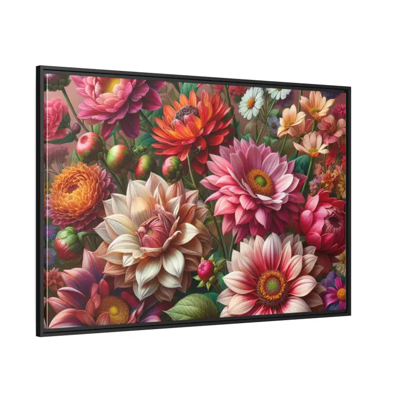 Dazzling Dahlia Matte Canvas in Sleek Black Frame