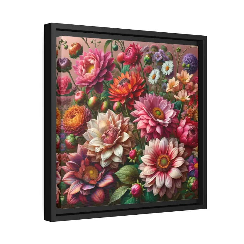 Dazzling Dahlia Matte Canvas in Sleek Black Frame