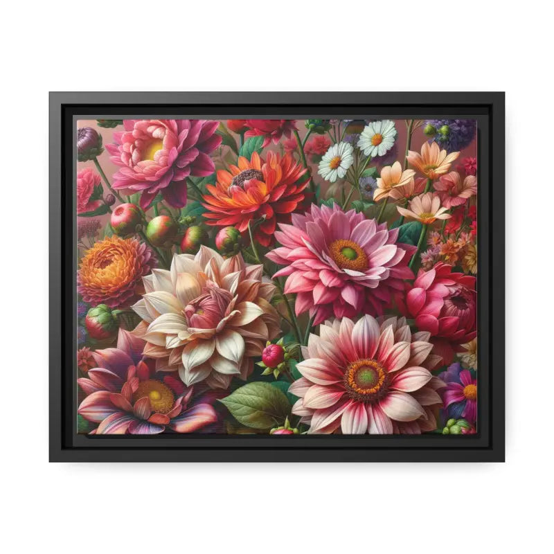 Dazzling Dahlia Matte Canvas in Sleek Black Frame