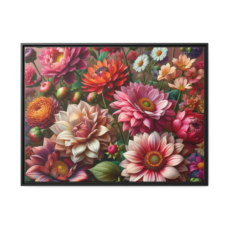 Dazzling Dahlia Matte Canvas in Sleek Black Frame