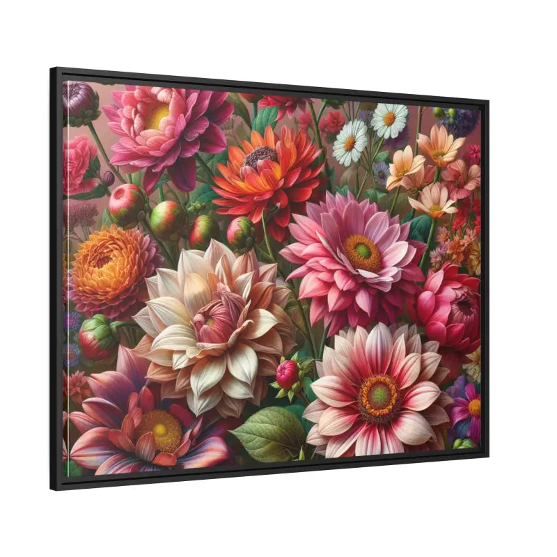 Dazzling Dahlia Matte Canvas in Sleek Black Frame