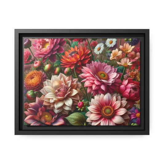 Dazzle your Space: Chic Dahlia Matte Canvas in Black Frame