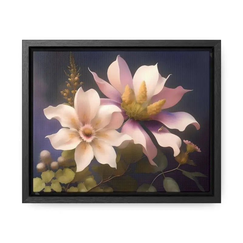 Enchant your Walls: White Flowers Canvas Wall Art - 10″ x 8″ / Black / Premium Gallery Wraps (1.25″)