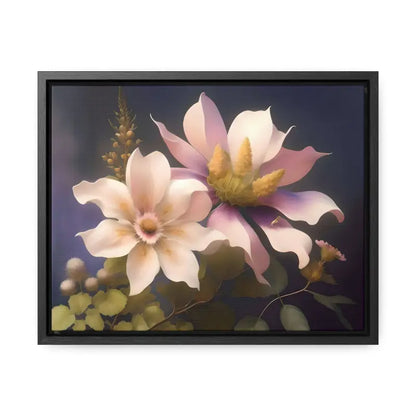 Enchant your Walls: White Flowers Canvas Wall Art - 14″ x 11″ / Black / Premium Gallery Wraps (1.25″)