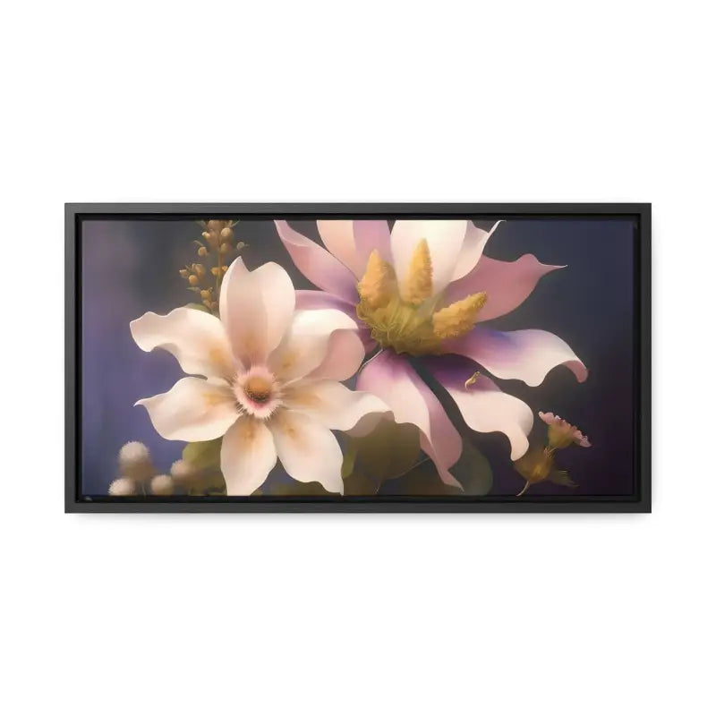 Enchant your Walls: White Flowers Canvas Wall Art - 20″ x 10″ / Black / Premium Gallery Wraps (1.25″)