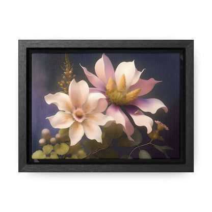 Enchant your Walls: White Flowers Canvas Wall Art - 7’’ x 5’’ / Black / Premium Gallery Wraps (1.25″)