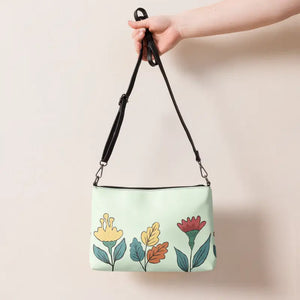 Crossbody Bag Faux Leather Pretty Flowers Sling by Dipaliz - Cross Body Bags