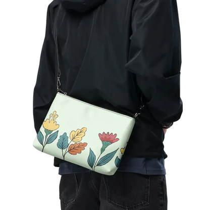 Chic Crossbody Bag in Faux Leather with Pretty Flowers Design - Bags