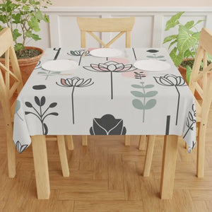 Chic Floral Delight One-sided Print Tablecloth - Dipaliz - one Size / White - Tablecloths