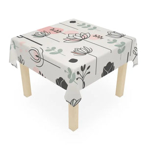 Chic Floral Delight One-sided Print Tablecloth - Dipaliz - one Size / White - Tablecloths