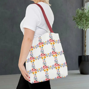 Chic Floral Tote Bag - Eco Friendly Spring Shopping - Dipaliz - 16’’ × / Red - Totes