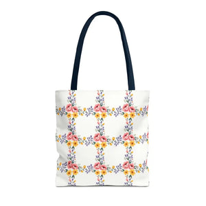 Chic Floral Tote Bag - Eco Friendly Spring Shopping - Dipaliz - 16’’ × / Navy - Totes