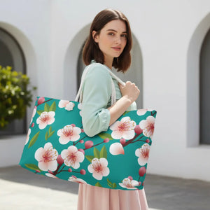 Chic Floral Weekender Bag - Cherry Blossom Polyester - Dipaliz - Luggage & Bags
