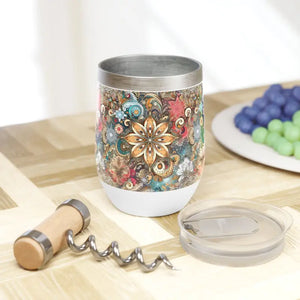 Chic Floral Wine Tumbler - Stainless Steel Party Essential - Dipaliz - White / 12oz - Tumblers