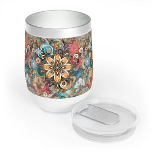 Chic Floral Wine Tumbler - Stainless Steel Party Essential - Dipaliz - White / 12oz - Tumblers