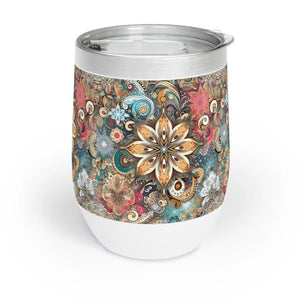 Chic Floral Wine Tumbler - Stainless Steel Party - Dipaliz - Tumblers