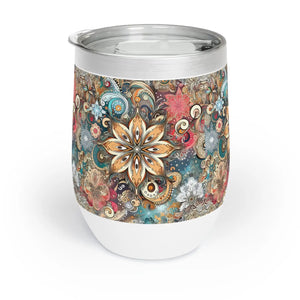 Chic Floral Wine Tumbler - Stainless Steel Party - Dipaliz - Tumblers