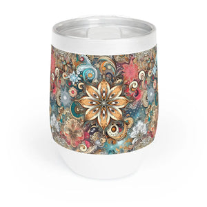 Chic Floral Wine Tumbler - Stainless Steel Party - Dipaliz - Tumblers