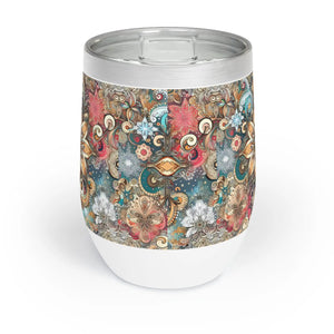 Chic Floral Wine Tumbler - Stainless Steel Party - Dipaliz - Tumblers