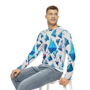 Men’s Long Sleeve Triangle Geometric Pattern Tee - Dipaliz - T-shirts