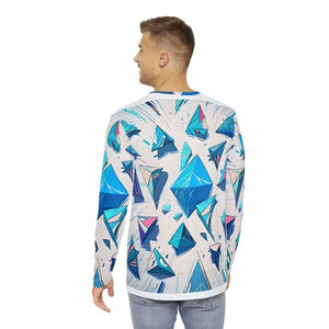 Men’s Long Sleeve Triangle Geometric Pattern Tee - Dipaliz - T-shirts