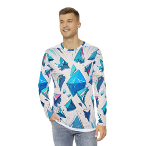 Men’s Long Sleeve Triangle Geometric Pattern Tee - Dipaliz - Xs - T-shirts
