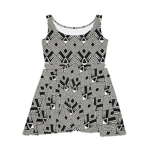 Bold Geometric Pattern Skater Dress - Chic Summer Style - Dipaliz - Dresses