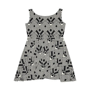 Bold Geometric Pattern Skater Dress - Chic Summer Style - Dipaliz - Dresses