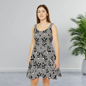 Bold Geometric Pattern Skater Dress - Chic Summer Style - Dipaliz - Xs - Dresses