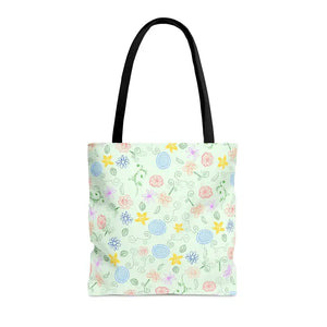 Green Tote Bag - Bold Floral Pattern Design - Dipaliz - Bags