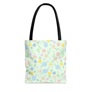 Green Tote Bag - Bold Floral Pattern Design - Dipaliz - Bags