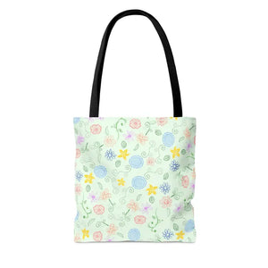 Green Tote Bag - Bold Floral Pattern Design - Dipaliz - Bags