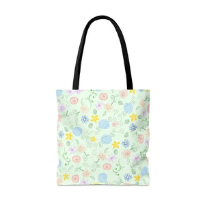 Green Tote Bag - Bold Floral Pattern Design - Dipaliz - Bags