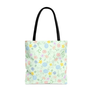 Green Tote Bag - Bold Floral Pattern Design - Dipaliz - Bags