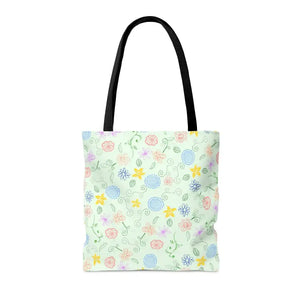Green Tote Bag - Bold Floral Pattern Design - Dipaliz - Bags