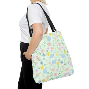 Green Tote Bag - Bold Floral Pattern Design - Dipaliz - Large - Bags