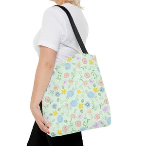 Green Tote Bag - Bold Floral Pattern Design - Dipaliz - Medium - Bags