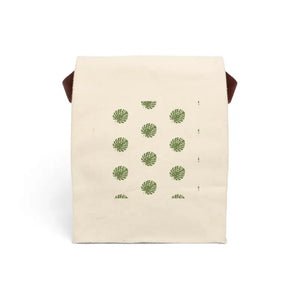 Canvas Lunch Bag Green Leaves Stylish Tote - Dipaliz - 8’’ x 12.5’’ 5.5’’ / Natural - Bags