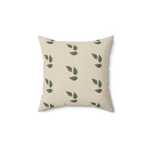 Green Leaves Pattern Polyester Square Pillow - Fresh Garden Vibes - Dipaliz - 14’’ × - Throw Pillows