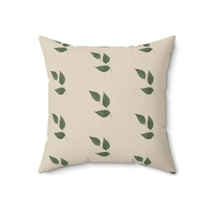 Green Leaves Pattern Polyester Square Pillow - Fresh Garden Vibes - Dipaliz - 18’’ × - Throw Pillows