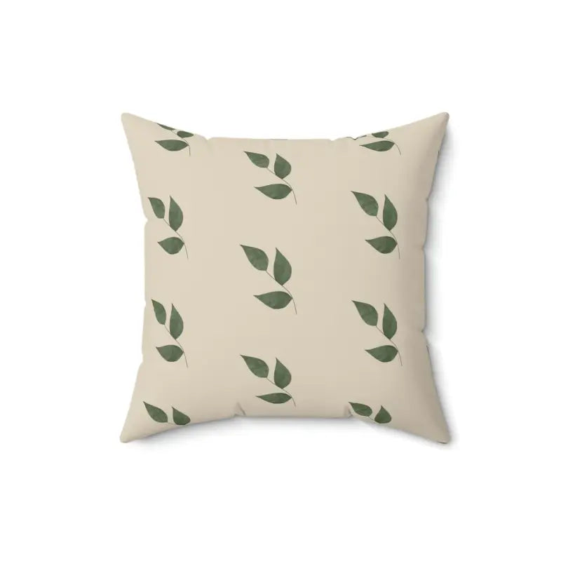 Green Leaves Pattern Polyester Square Pillow - 16’’ × Home Decor