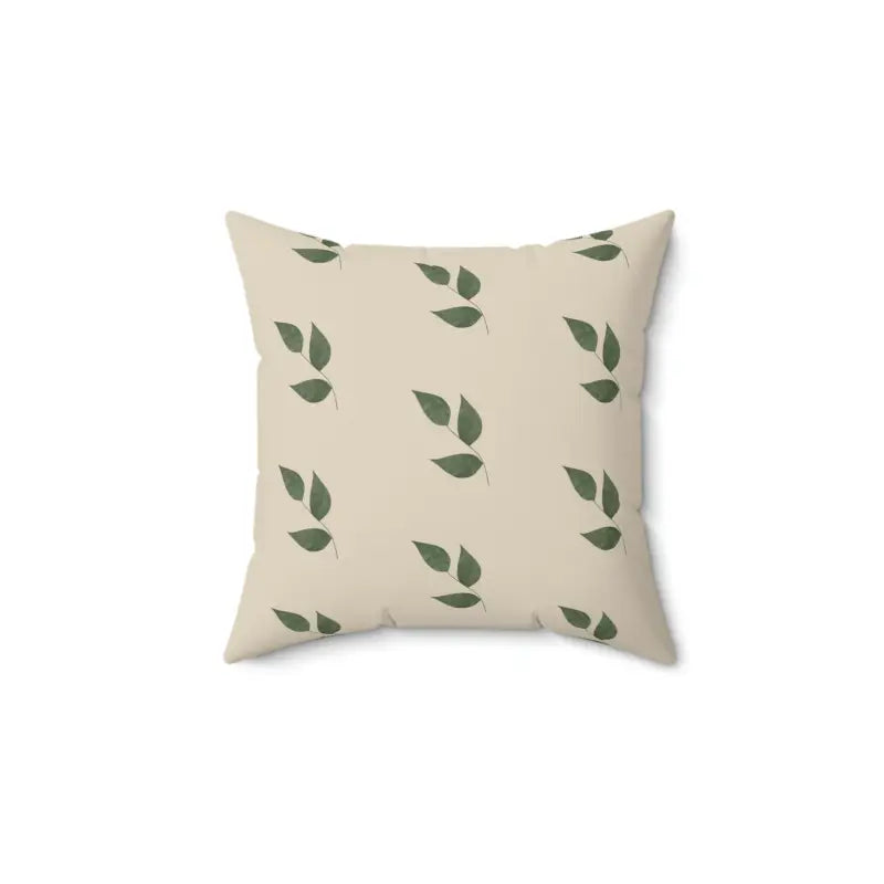 Green Leaves Pattern Polyester Square Pillow - Home Decor