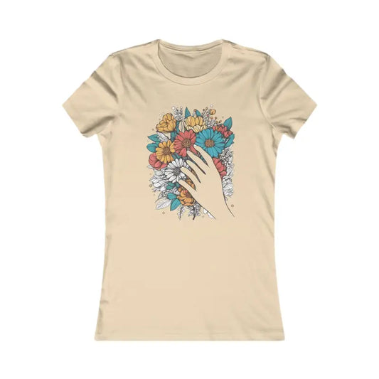 Stylish Women’s Favorite Tee with Bouquet Paint Illustration - l / Soft Cream T-shirt