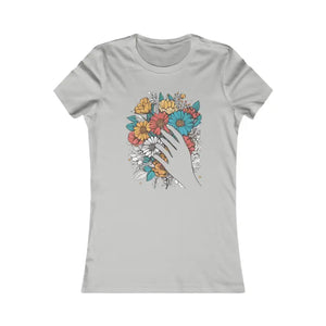 Hand Holding Bouquet Paint Illustration Women’s Favorite Tee - Dipaliz - s / Athletic Heather - T-shirts