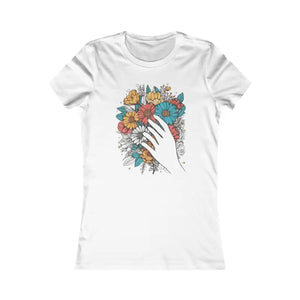Hand Holding Bouquet Paint Illustration Women’s Favorite Tee - Dipaliz - s / White - T-shirts
