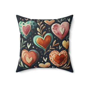 Hearts Throw Pillow - Polyester Square Black Valentine Decor - Dipaliz - 18’’ × - Pillows