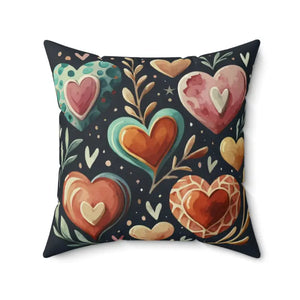 Hearts Throw Pillow - Polyester Square Black Valentine Decor - Dipaliz - 20’’ × - Pillows