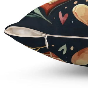 Hearts Throw Pillow - Polyester Square Black Valentine Decor - Dipaliz - Pillows