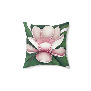 Large Pink Magnolia Spun Polyester Square Pillow - Dipaliz - 14’’ × - Throw Pillows