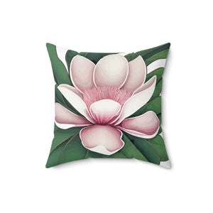 Large Pink Magnolia Spun Polyester Square Pillow - Dipaliz - 16’’ × - Throw Pillows